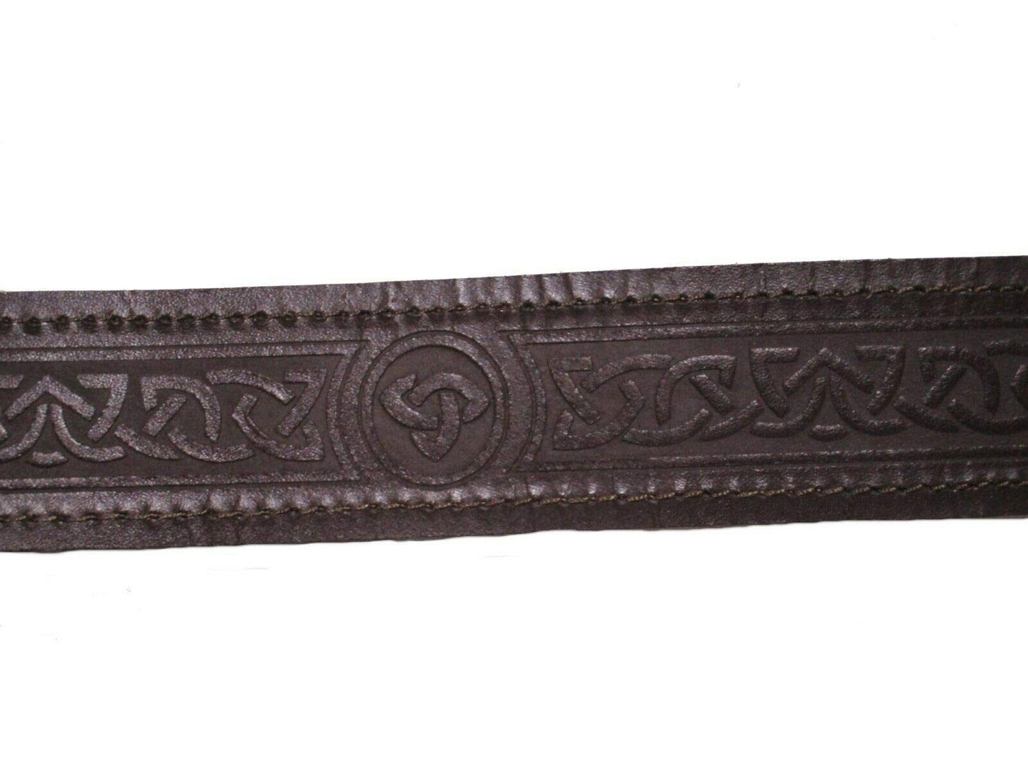 AAR Leather Celtic Design Kilt Belt Black & Brown With Chrome Finish Buckle Scottish Highland