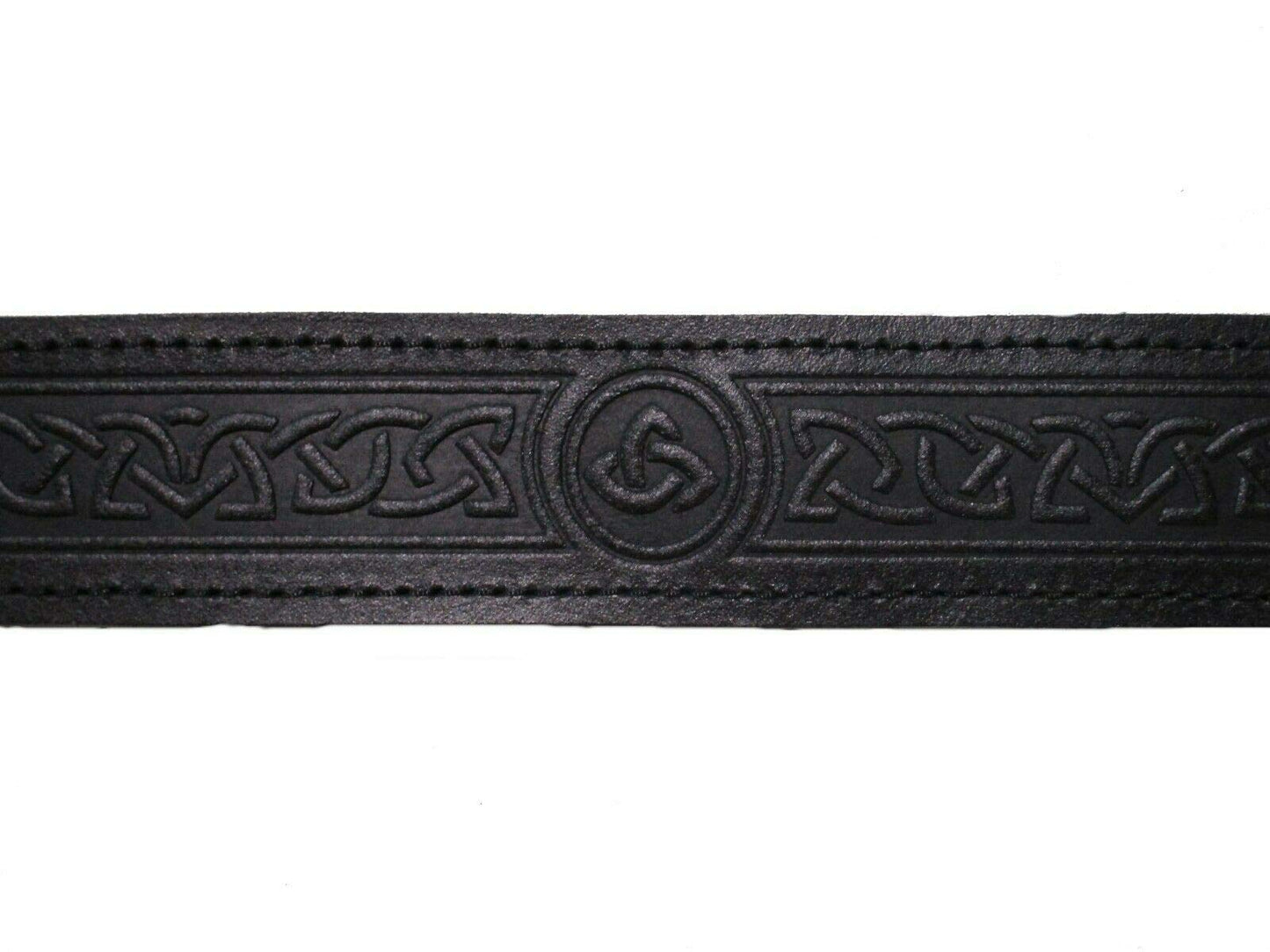 AAR Leather Celtic Design Kilt Belt Black & Brown With Chrome Finish Buckle Scottish Highland