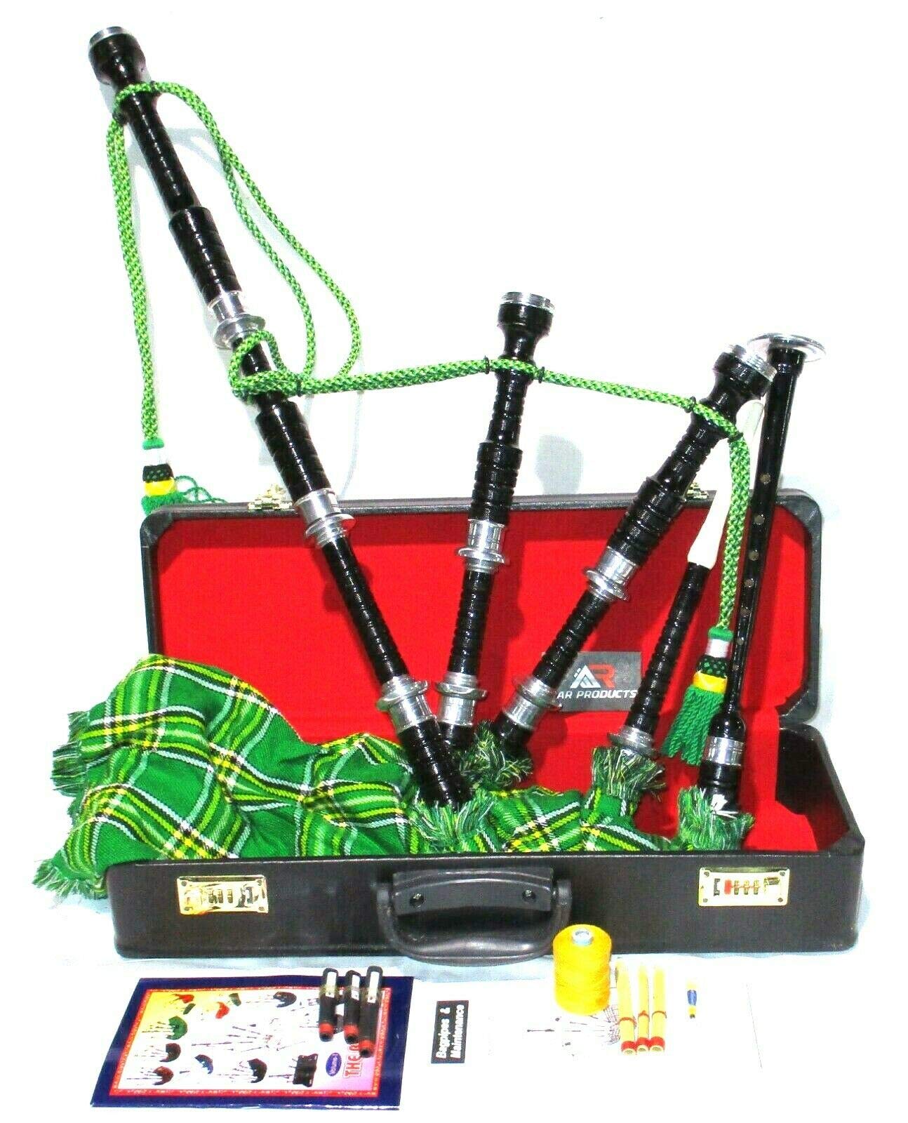 Great Highland Bagpipes Set – Silver Mounts with Case & Tutor