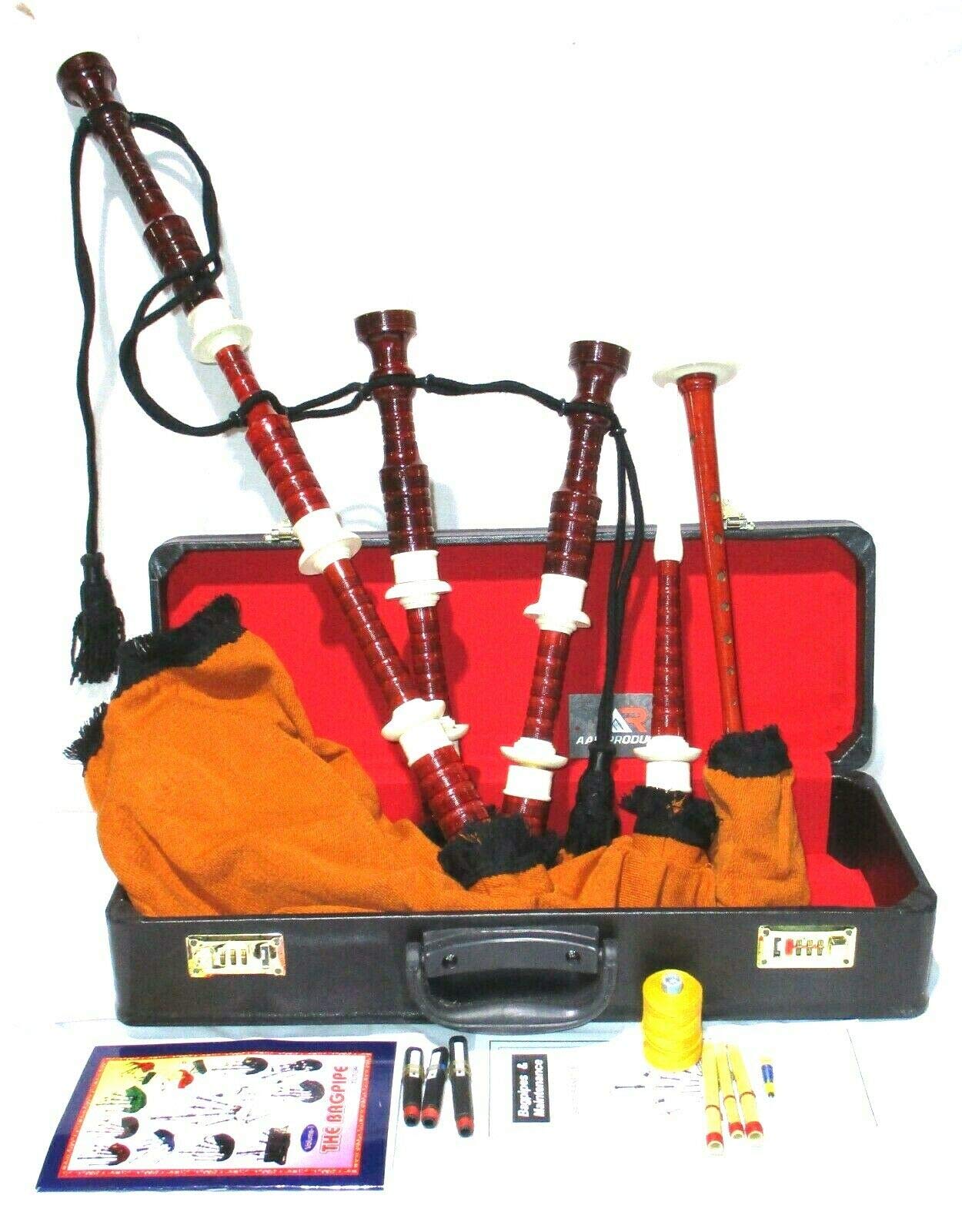 Great Highland Bagpipes Set – Silver Mounts with Case & Tutor
