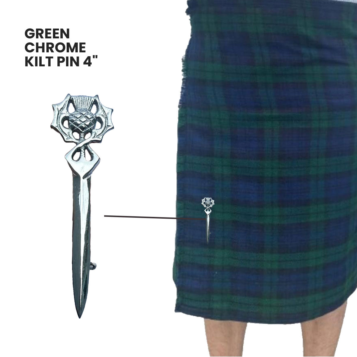 Scottish Kilt Pins Thistle Design Highland Kilt Pin Chrome Finish Brass