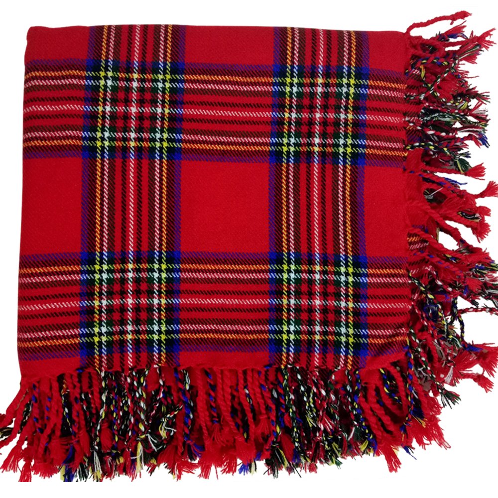 Tartan Fly Plaid Shawl – Scottish Kilt Scarf with Rolled Fringe