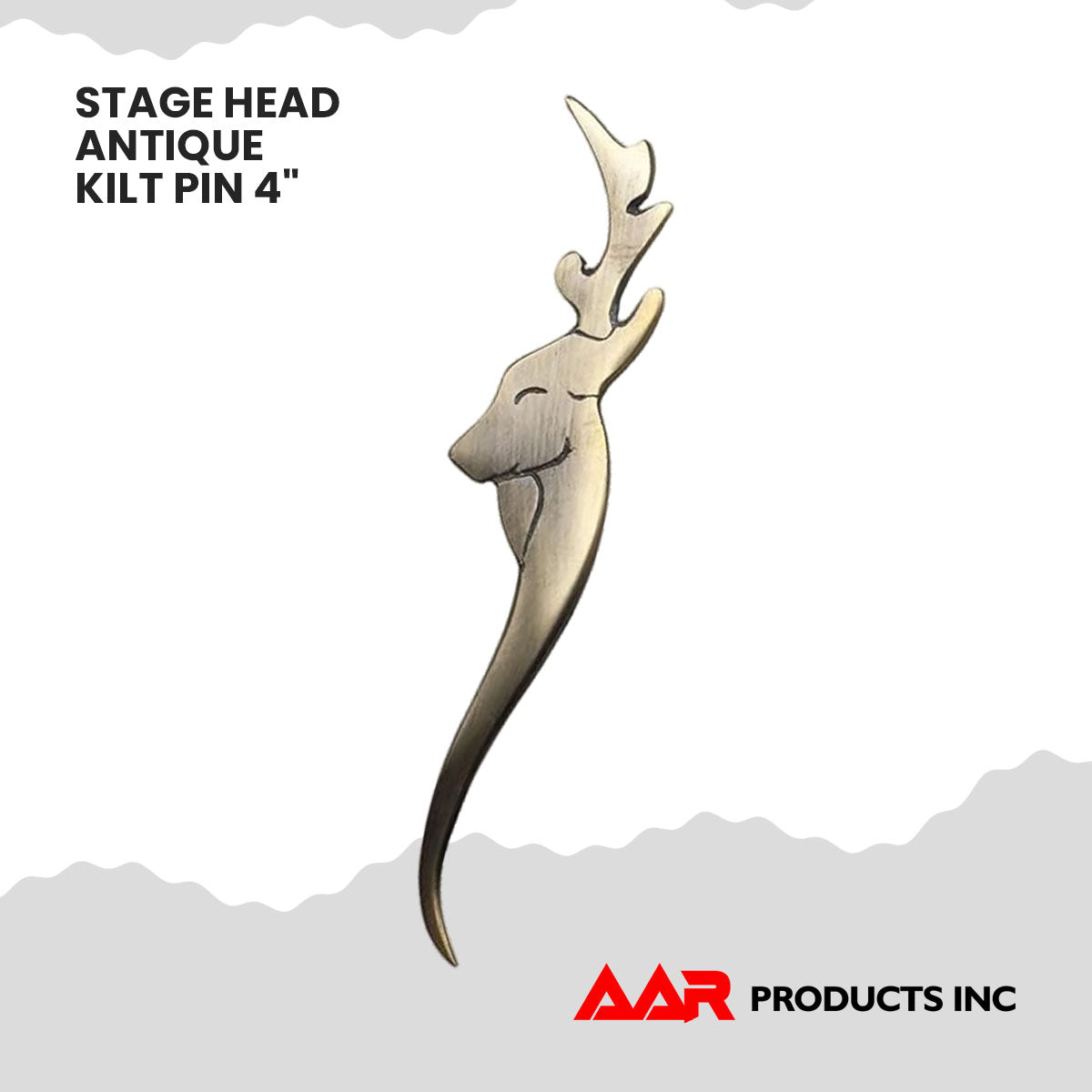 Kilt Pin Scottish Stag Head Highland Kilt Pins Antique Finish 4.5"