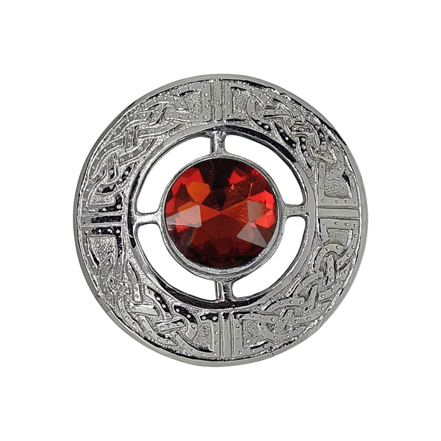 AAR Men's Scottish Celtic Kilt Fly Plaid Brooch Green Stone Chrome Finish 3"