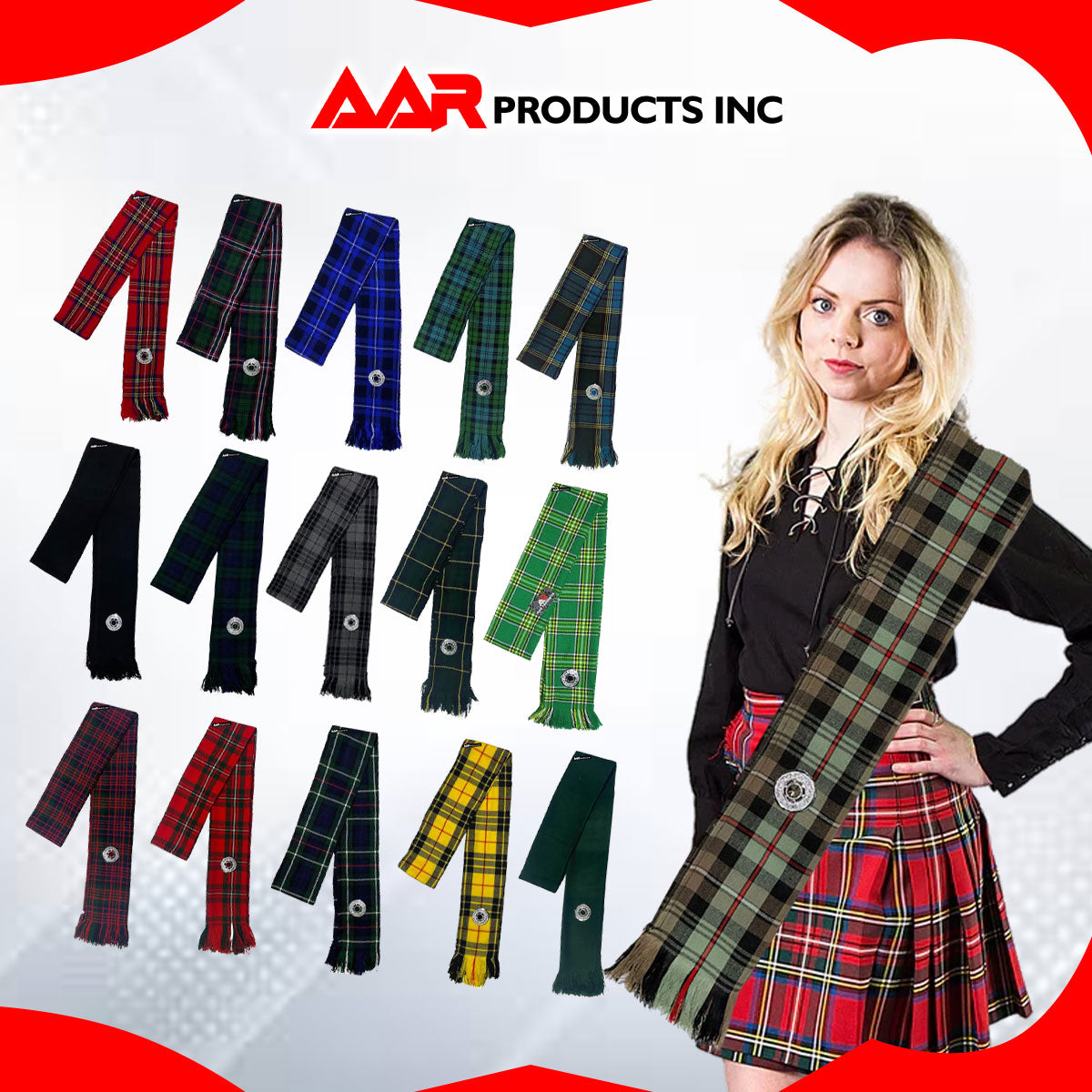 AAR Women’s Tartan Clan Sash – Scottish Highland Wear with Brooch – 90 x 10.5 Inches
