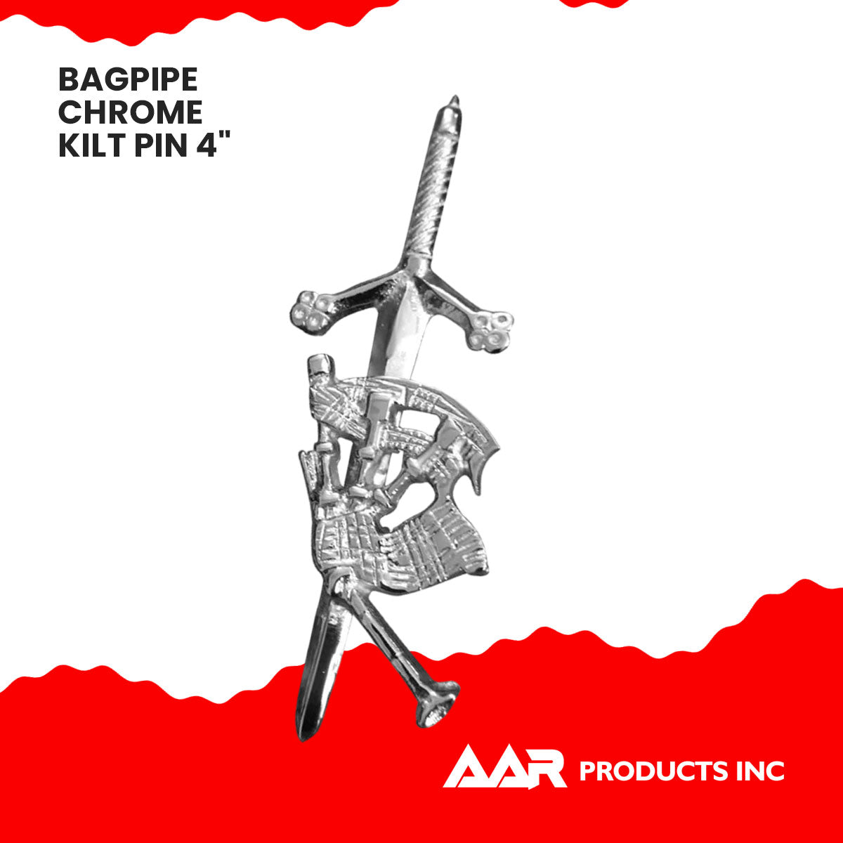 Share Scottish Bagpipe Piper Sword Highland Kilts Pin Chrome