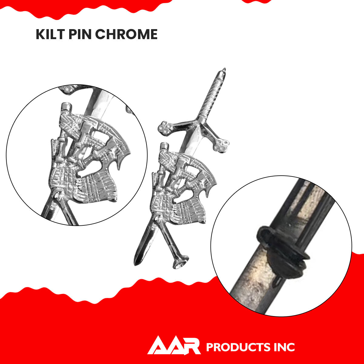 Share Scottish Bagpipe Piper Sword Highland Kilts Pin Chrome