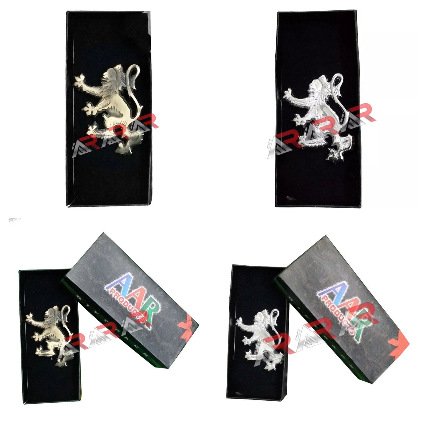 AAR Scottish Lion Rampant Kilt Pin – 4" Antique & Chrome Plated | Highland Kilt Brooch for Traditional Wear