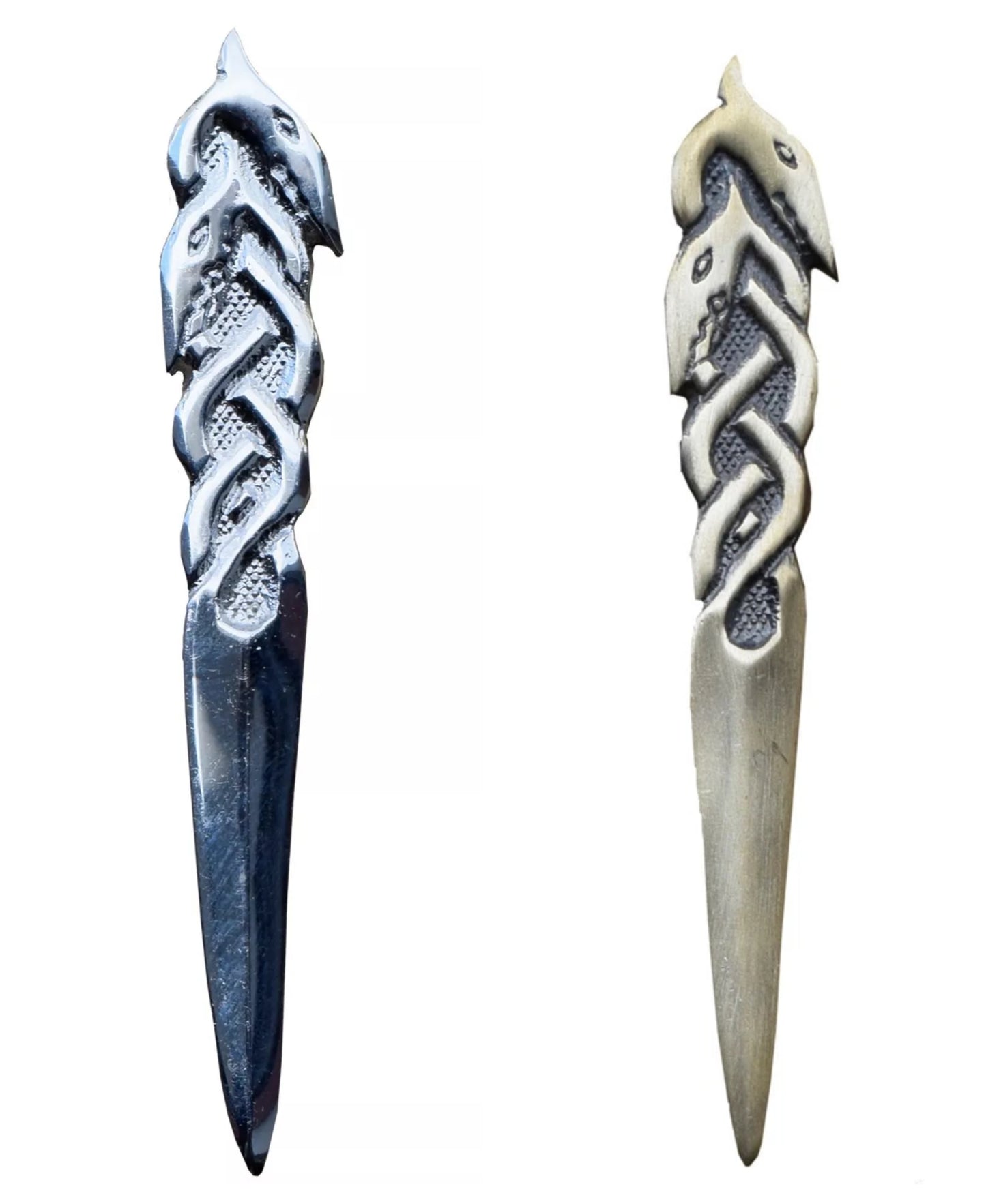 AAR Scottish Serpent Kilt Pin – 4" Antique & Chrome Finish | Highland Celtic Brooch for Kilts