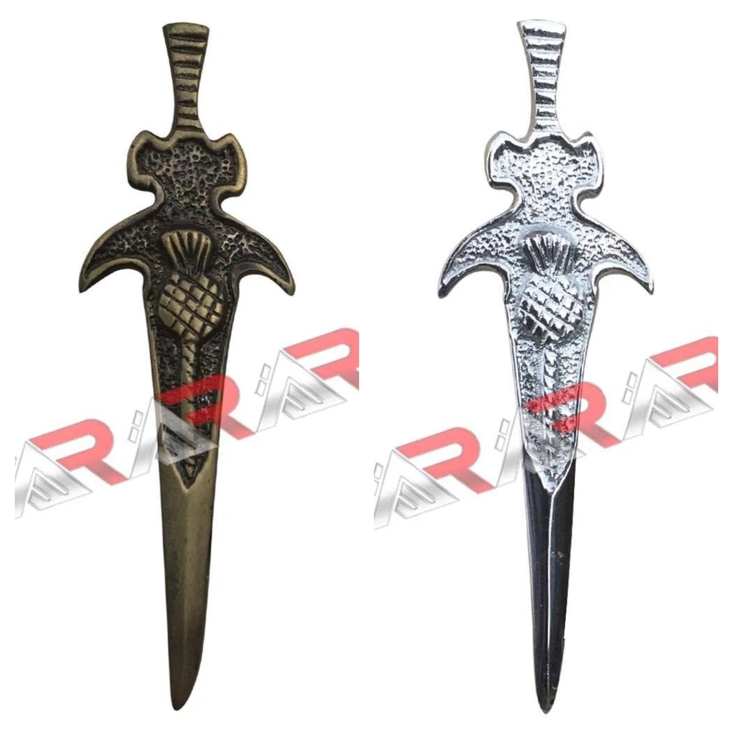 AAR Sword & Modern Thistle Kilt Pin – 4" Chrome Finish | Scottish Highland Kilt Accessory