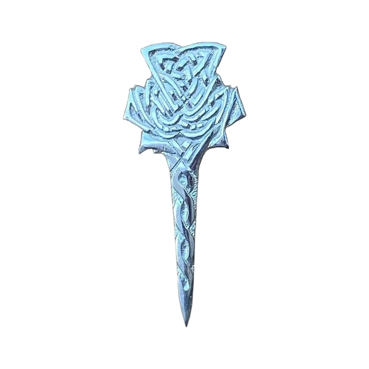 Scottish Thistle Kilt Pin Chrome Finish 4"/Highland Celtic Kilt Pin