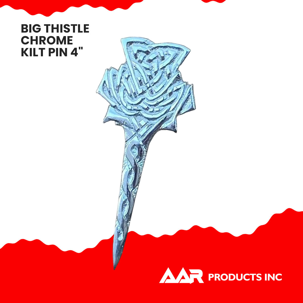 Scottish Thistle Kilt Pin Chrome Finish 4"/Highland Celtic Kilt Pin