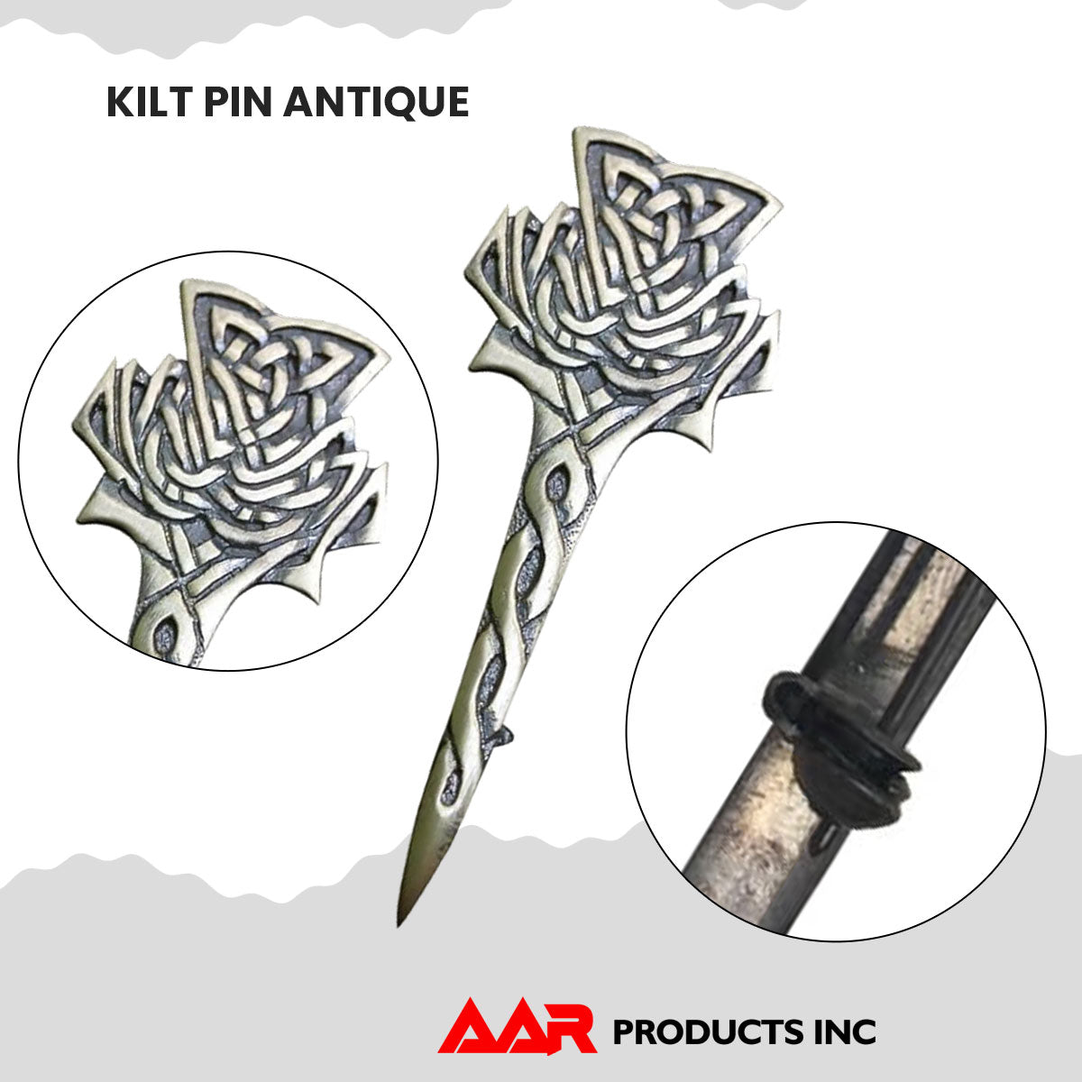 Scottish Thistle Kilt Pin Antique Finish 4"/Highland Celtic Kilt Pin