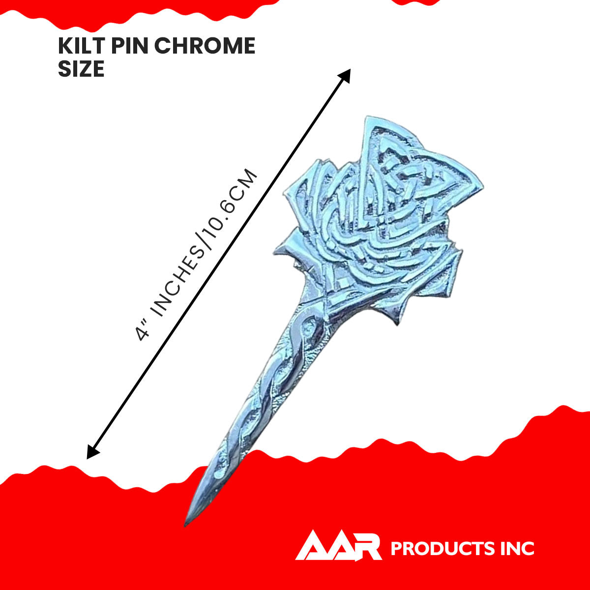 Scottish Thistle Kilt Pin Chrome Finish 4"/Highland Celtic Kilt Pin