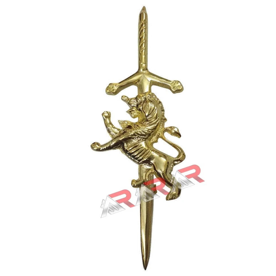 AAR Kilt Pins Scottish Lion Rampant Highland Kilts Pin Brass Antique Chrome Silver Finish 4"