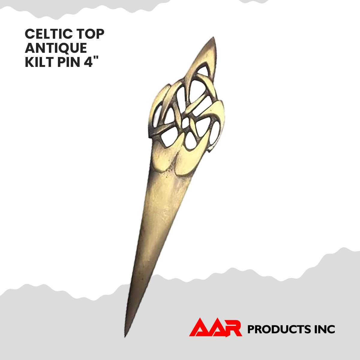Scottish Celtic Knot Swirl Kilts Pin Antique Finish 4" Highland