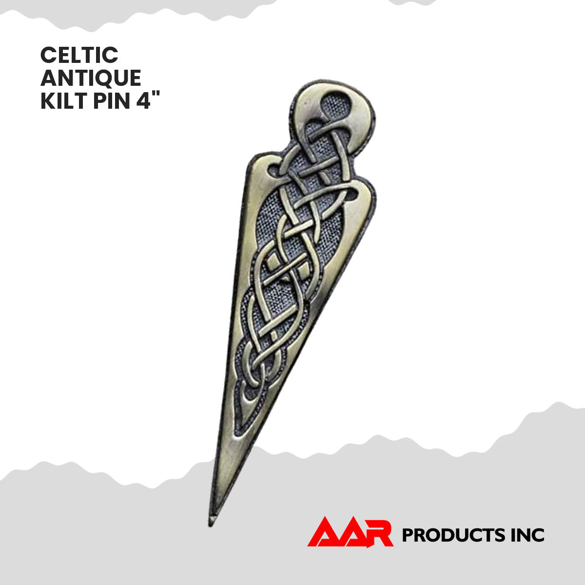 AAR Celtic Knot Swirl Kilt Pin – 4" Antique & Chrome Finish | Scottish Highland Kilt Brooch for Men