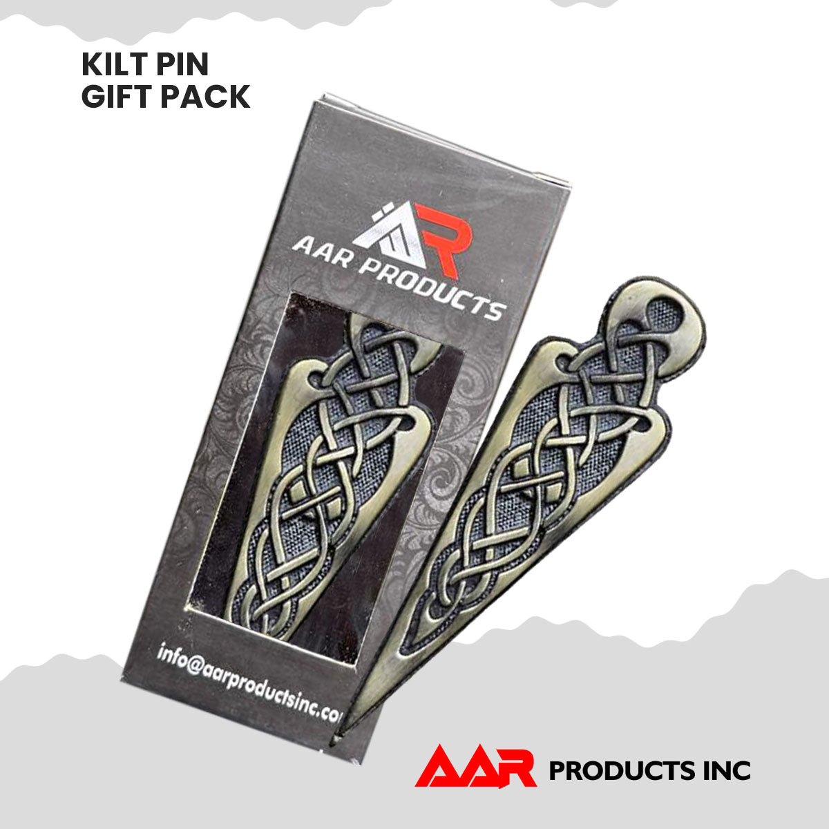 AAR Celtic Knot Swirl Kilt Pin – 4" Antique & Chrome Finish | Scottish Highland Kilt Brooch for Men