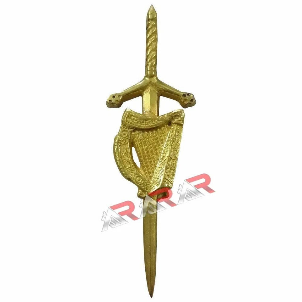 AAR New Kilt Pin Brooch Fastening Scottish Highland Irish 4" Gold Plated Finish