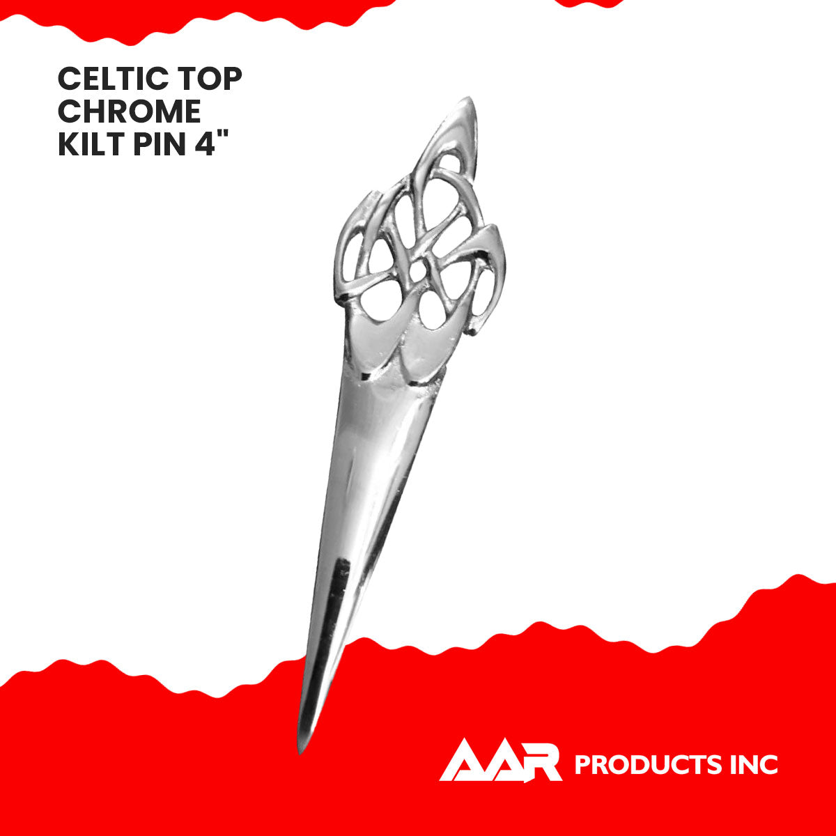 Scottish Celtic Knot Swirl Kilts Pin Chrome Finish 4" Highland