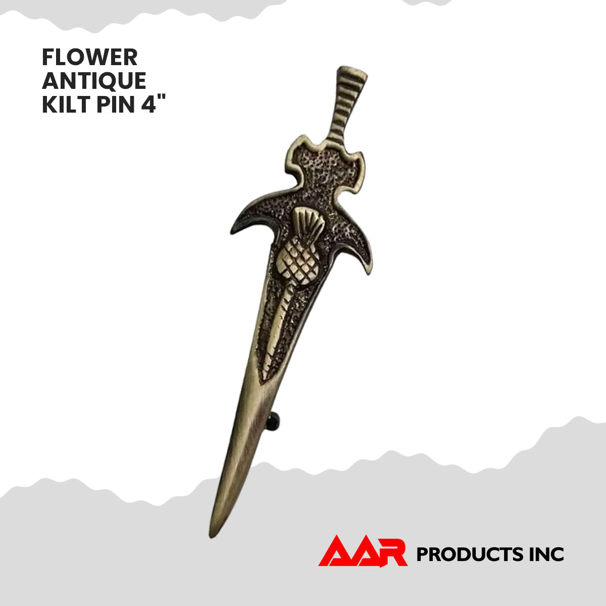 Kilt Pin Sword Modern Thistle Scottish Antique Finish 4"