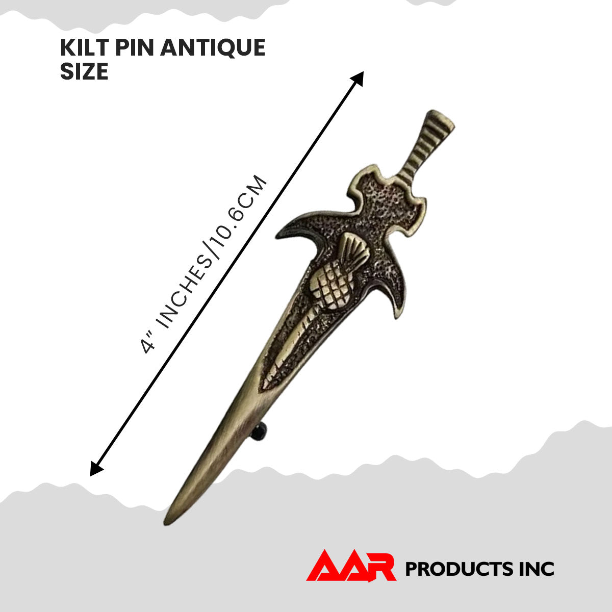 Kilt Pin Sword Modern Thistle Scottish Antique Finish 4"