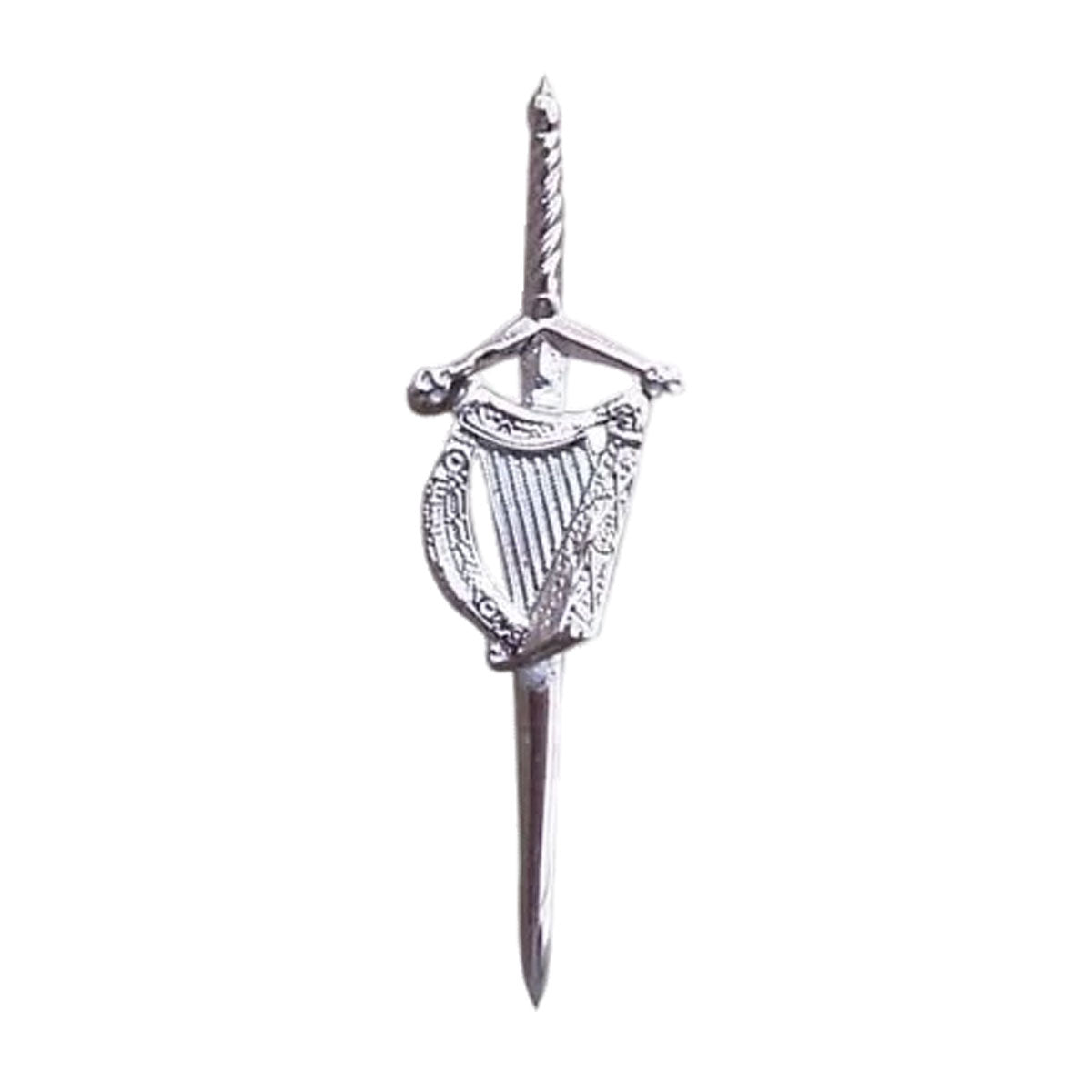 Irish Harp kilt Pin 4" Highland Chrome Finish Scottish Kilt Pin