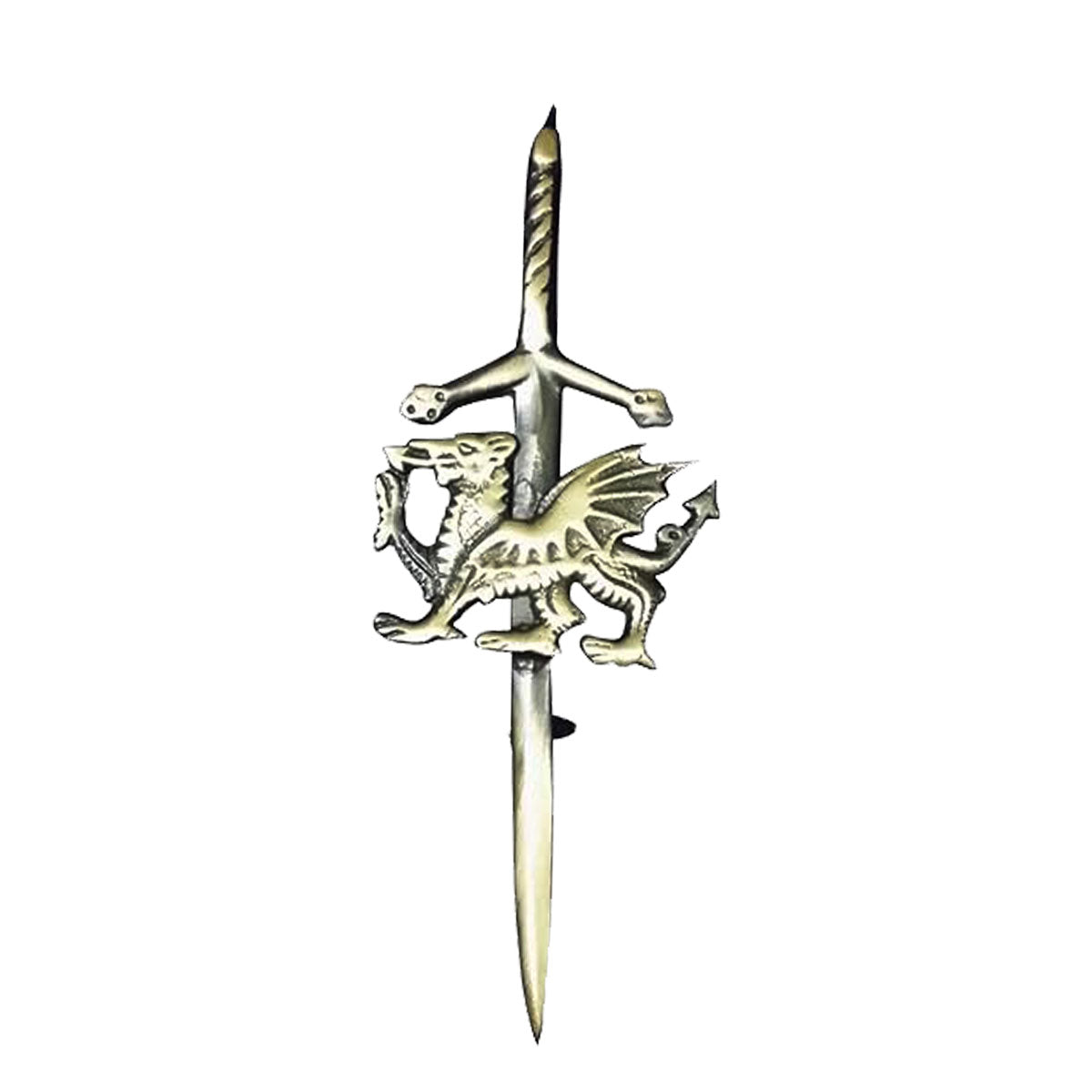 kilt Pin Welsh Dragon Scottish Highland Kilts Sporran Gold Chrome Antique Chrome Finish 4" AAR