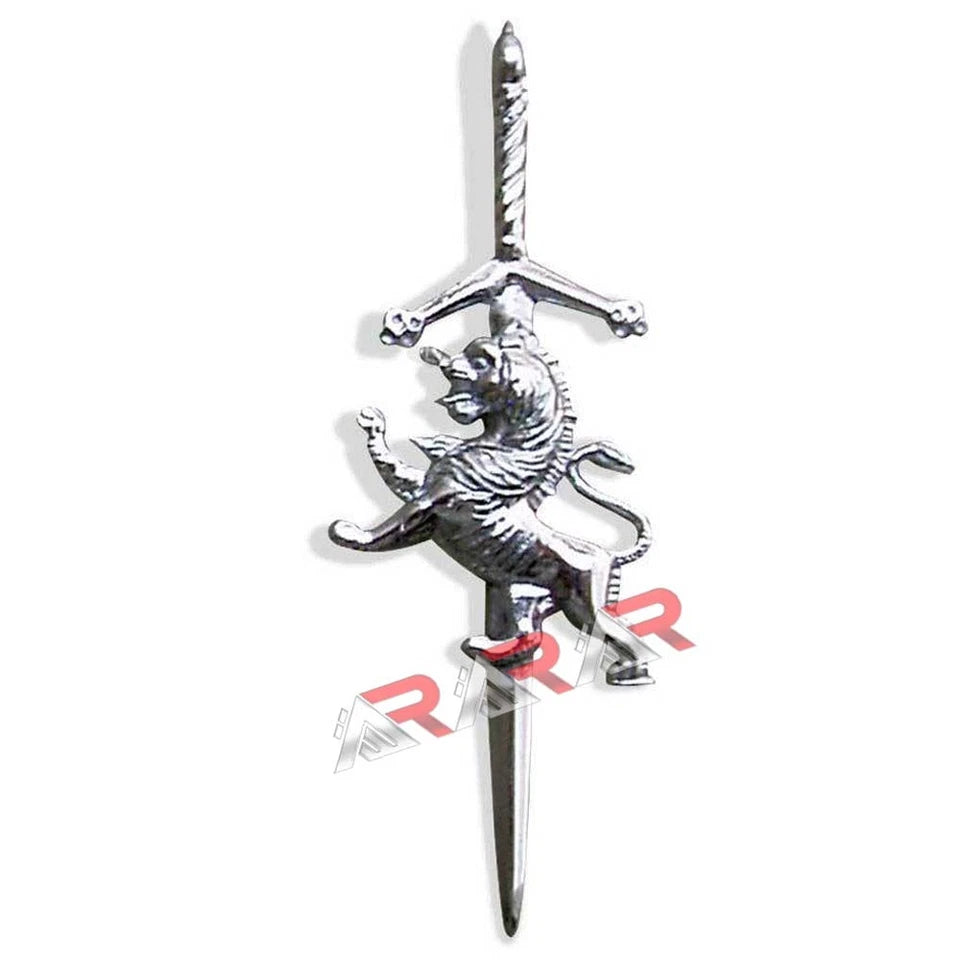 AAR Kilt Pins Scottish Lion Rampant Highland Kilts Pin Brass Antique Chrome Silver Finish 4"