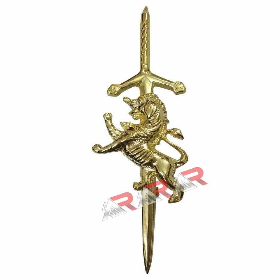 AAR New Kilt Pin Brooch Fastening Scottish Highland Irish 4" Gold Plated Finish