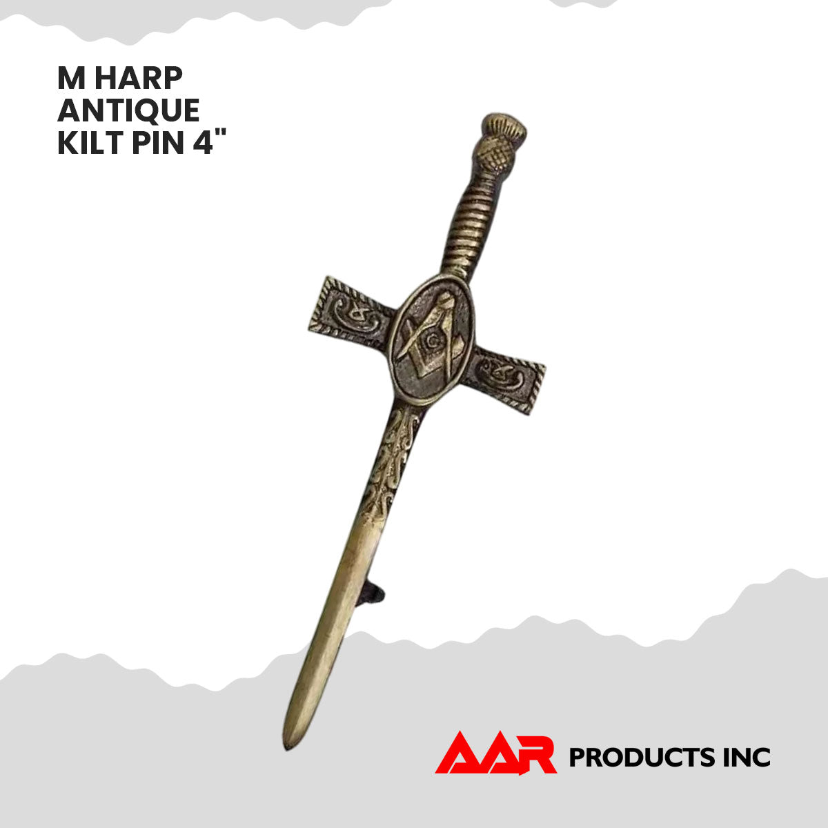 Masonic Kilt Pin 4" Antique Finish Scottish Highland Quality