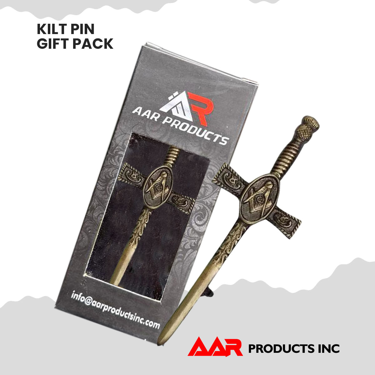 Masonic Kilt Pin 4" Antique Finish Scottish Highland Quality