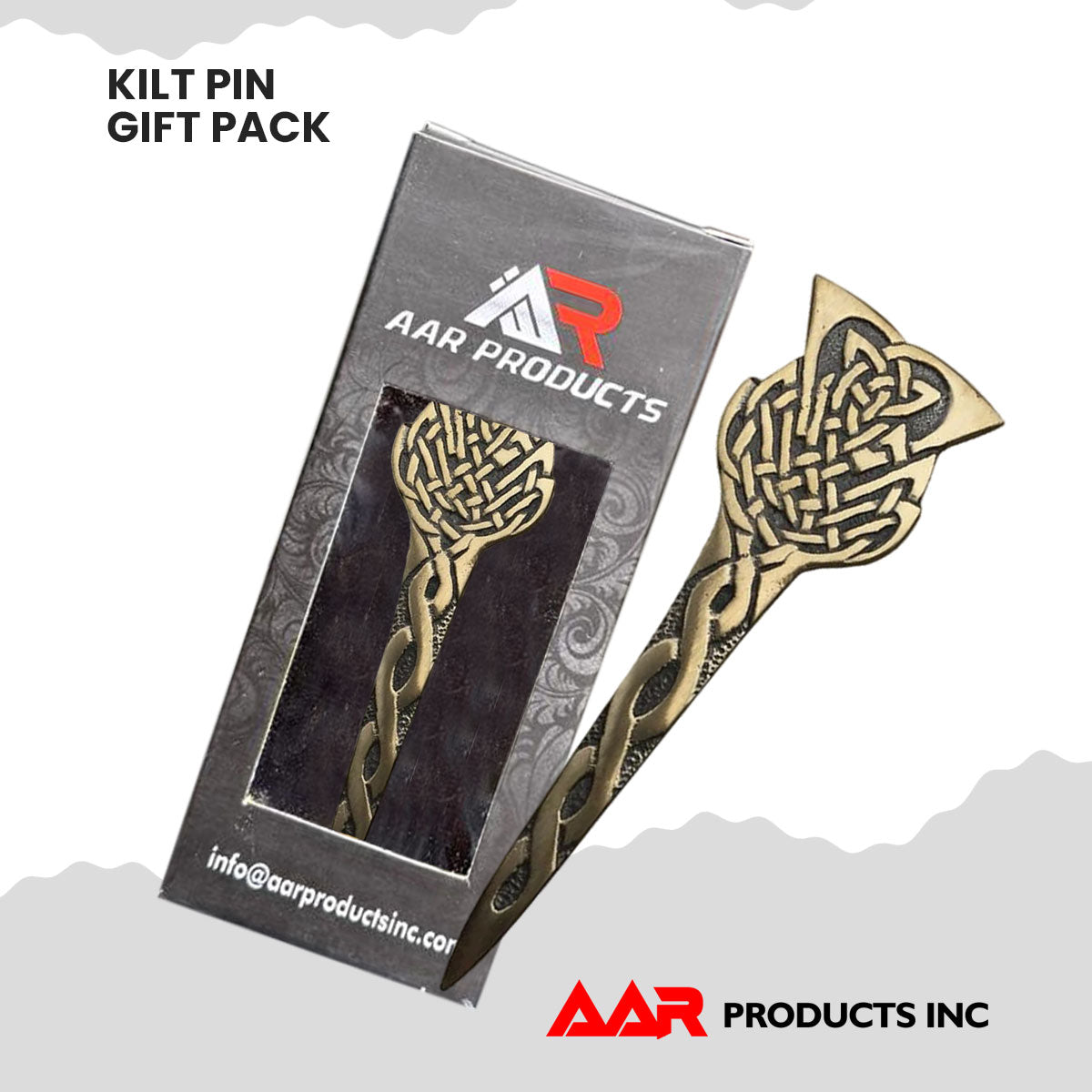 AAR Scottish Thistle Celtic Crest Kilt Pin – 4" Antique Brass & Chrome Finish | Highland Sword Design Brooch