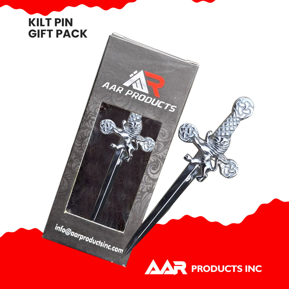 Scottish Lion Rampant Highland Kilts Pin Brass Chrome Finish 4"