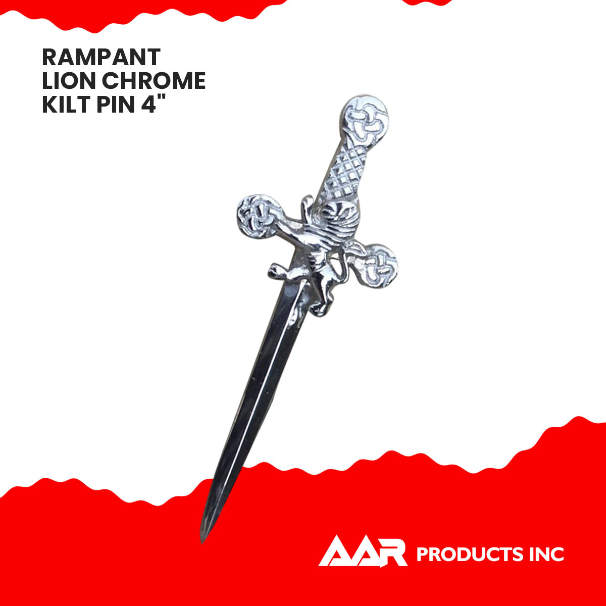 Scottish Lion Rampant Highland Kilts Pin Brass Chrome Finish 4"