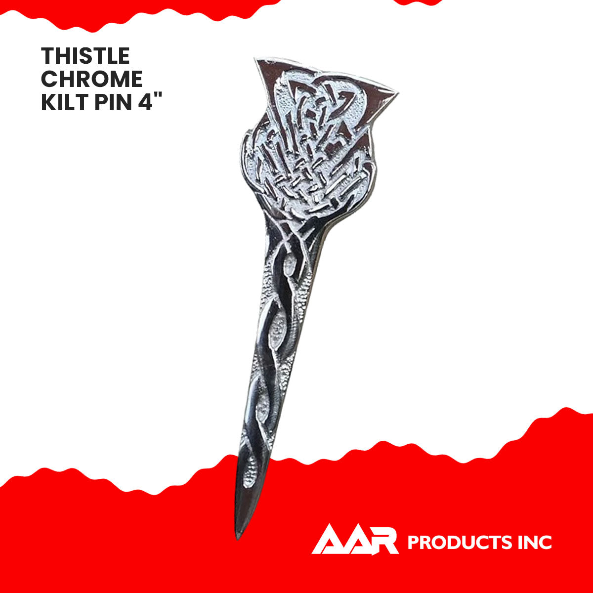 Pin Scottish Thistle Celtic Crest Highland Kilts Pin 4" Chrome