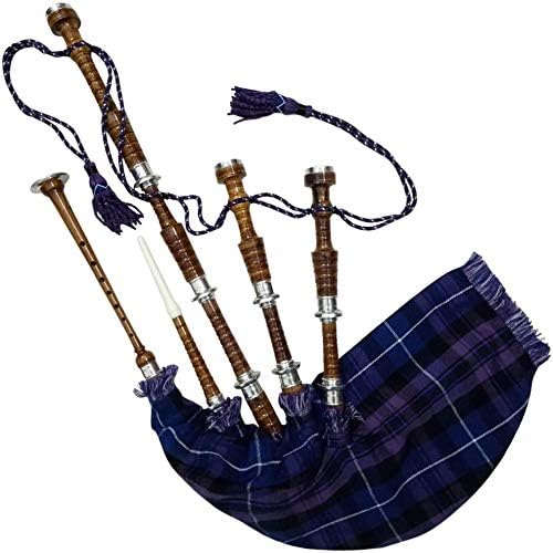 AAR Scottish Great Highland Bagpipe McaLeod Cover & Cord Silver Mounts Black Finish with Tutor Book Reeds/Drone Bagpipes with Accessories