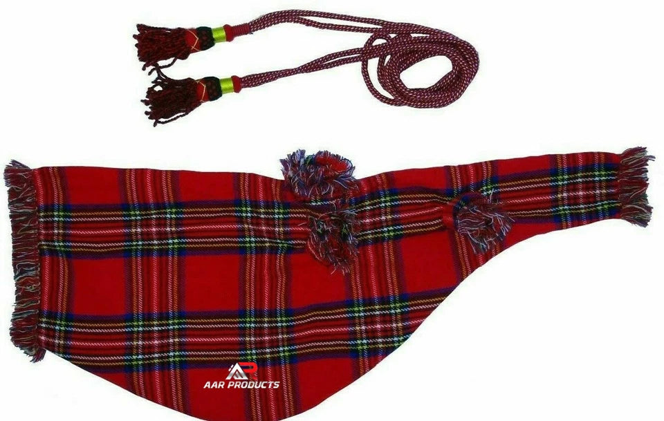 Bagpipe Cover Set with Cord Scottish Highland all Tartans Royal Stewart 30"X12"