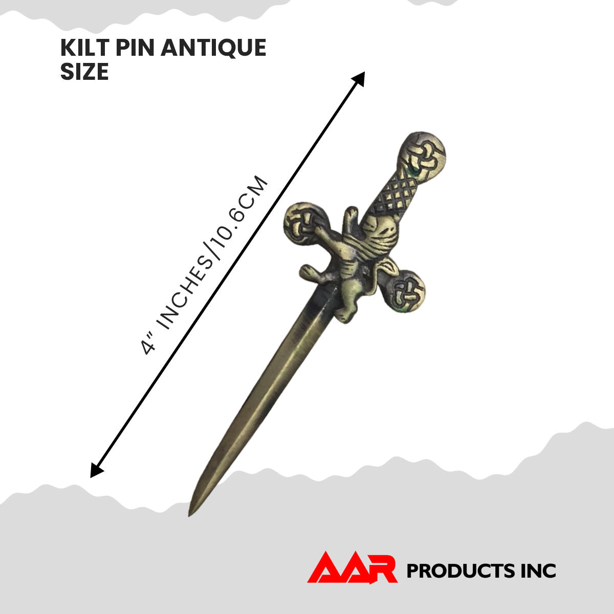 Rampant Lion Kilt Pin Antique Chrome Finish, 4-Inch with Swivel Locking Back Scottish Highland Accessory by AAR