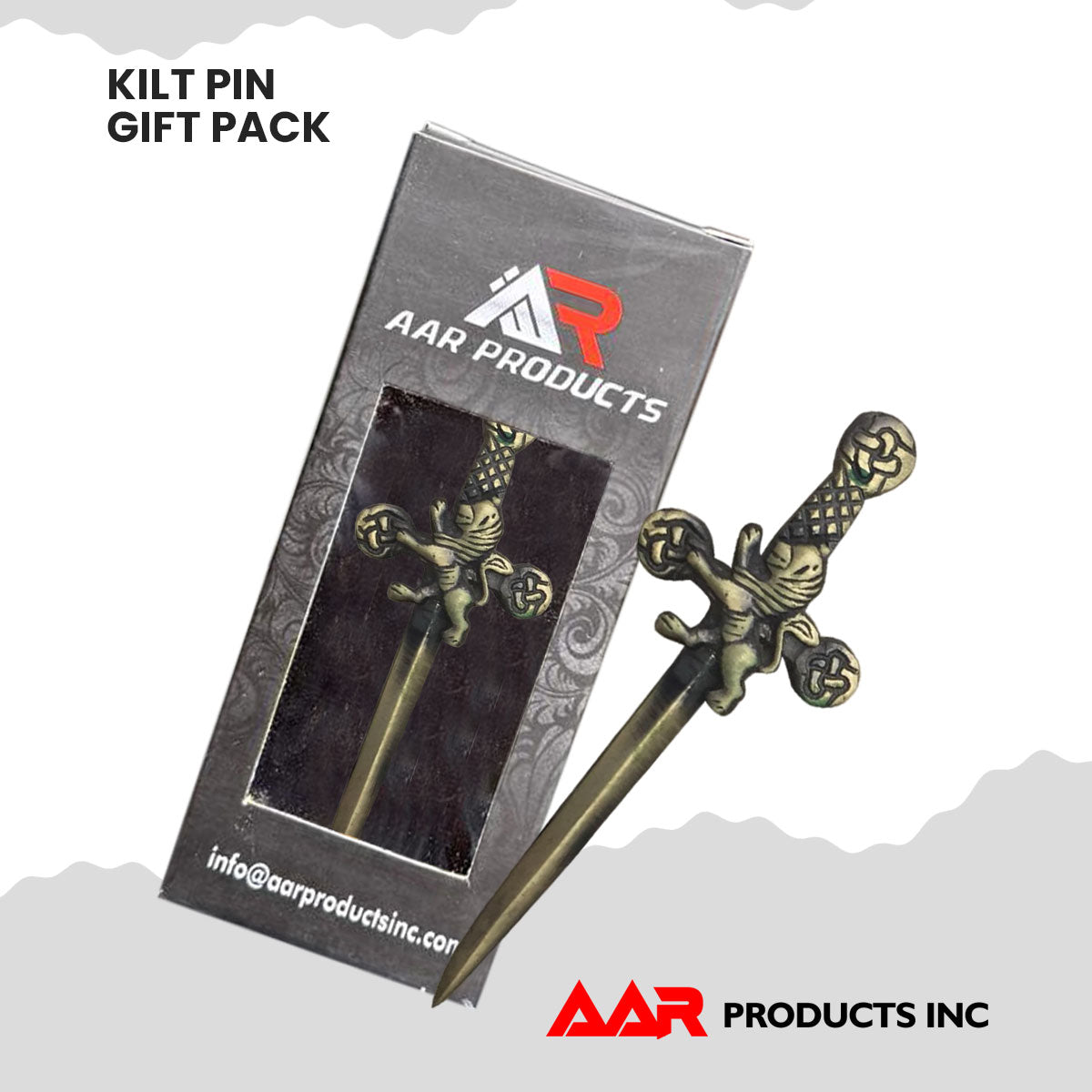 Rampant Lion Kilt Pin Antique Chrome Finish, 4-Inch with Swivel Locking Back Scottish Highland Accessory by AAR