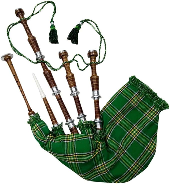 AAR Scottish Great Highland Bagpipe McaLeod Cover & Cord Silver Mounts Black Finish with Tutor Book Reeds/Drone Bagpipes with Accessories