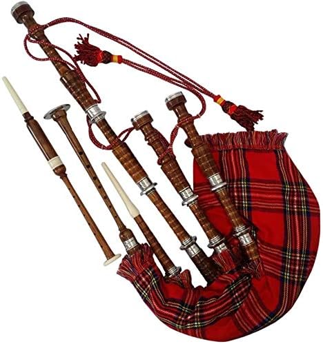 AAR Scottish Great Highland Bagpipe McaLeod Cover & Cord Silver Mounts Black Finish with Tutor Book Reeds/Drone Bagpipes with Accessories