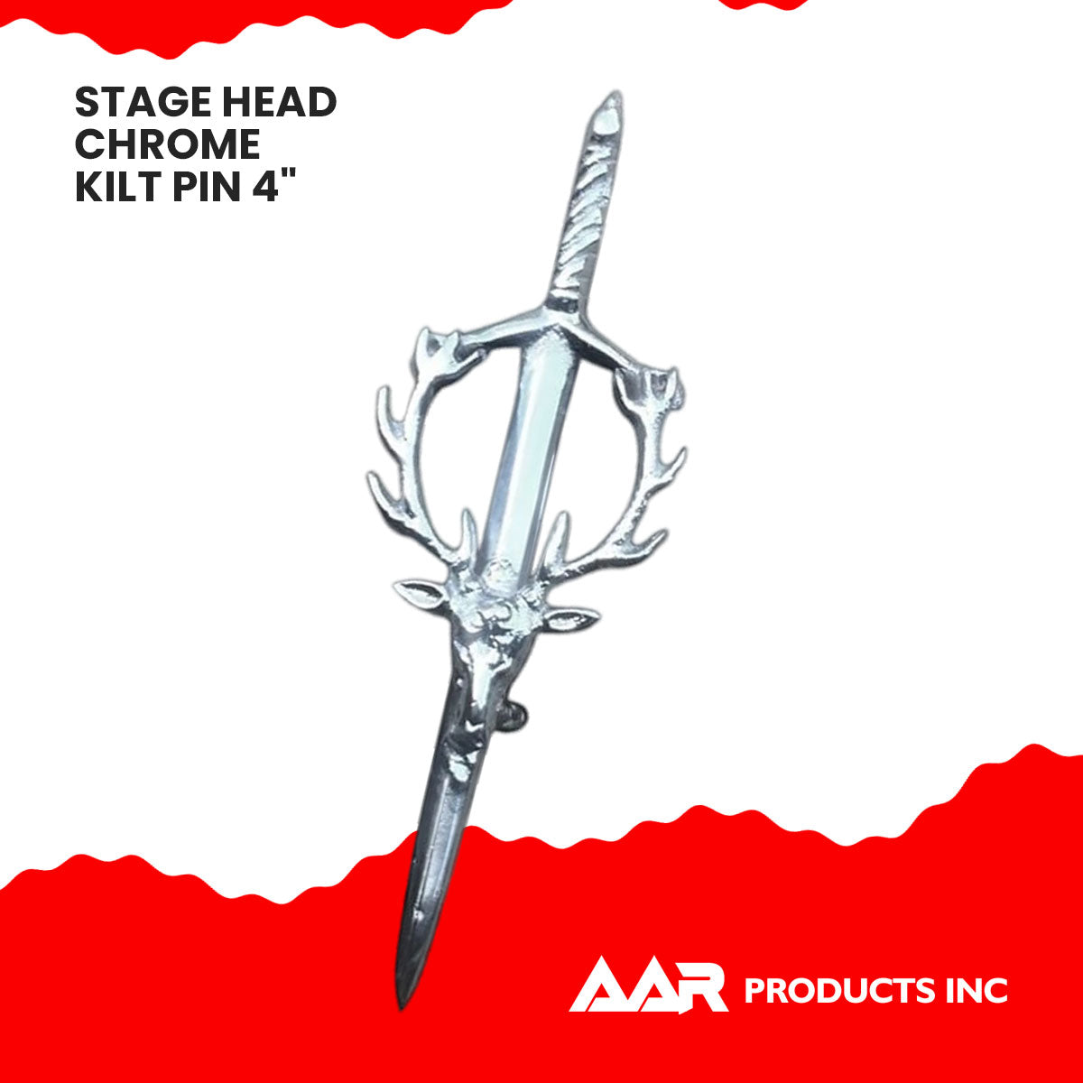Stag Head Kilt Pin Chrome Finish Scottish Sporran Kilt Fly Plaid