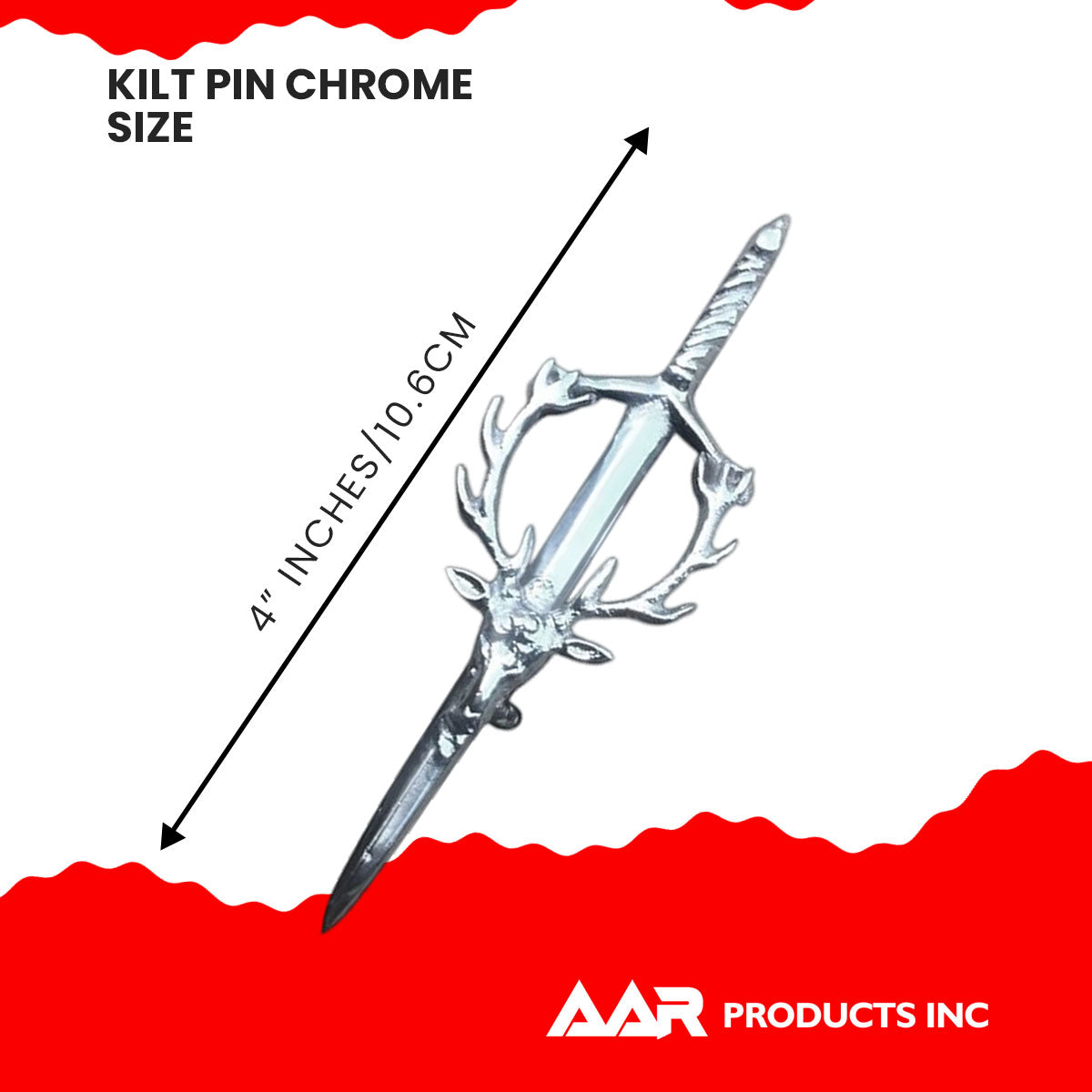 Stag Head Kilt Pin Chrome Finish Scottish Sporran Kilt Fly Plaid
