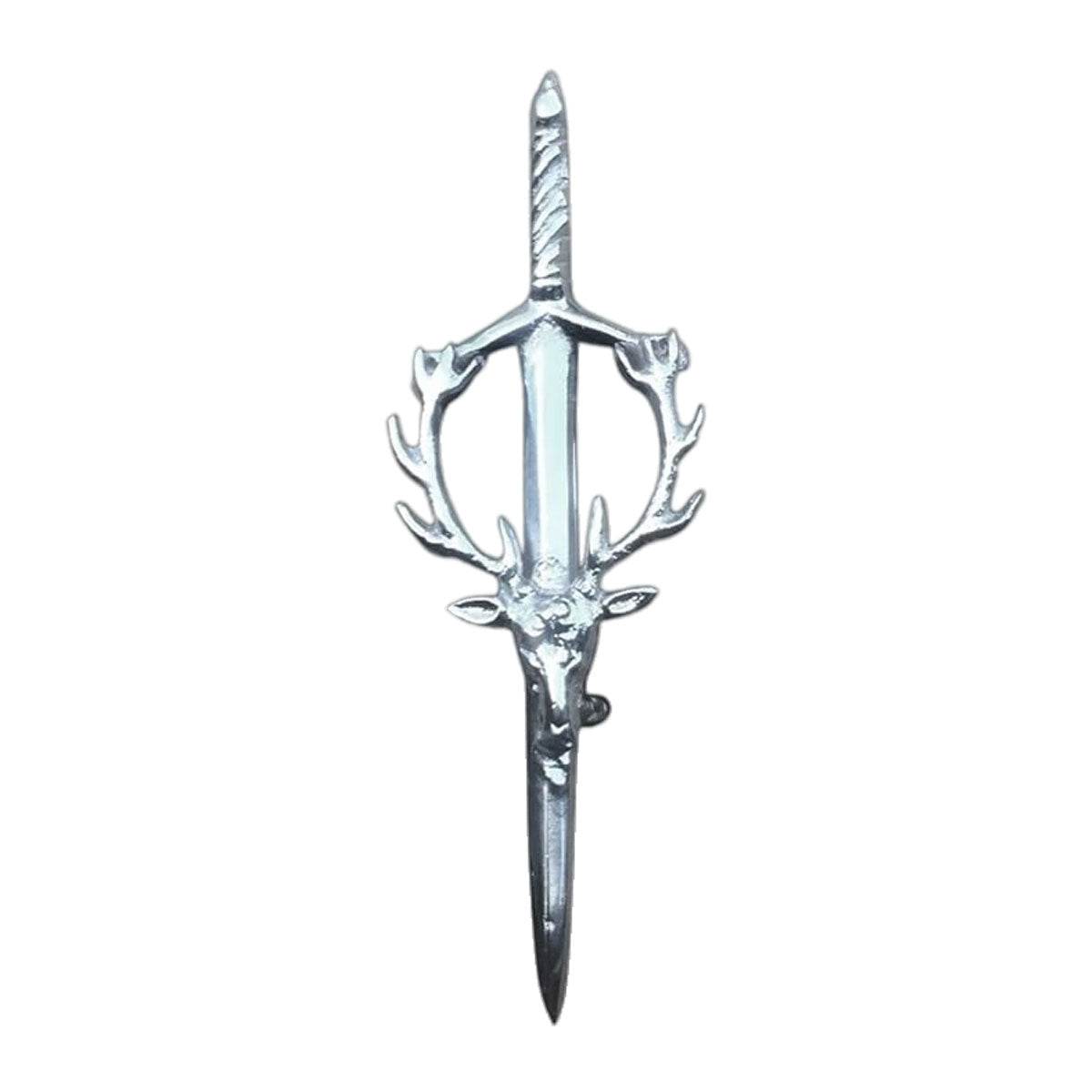 Stag Head Kilt Pin Celtic Highland Design, 4-Inch with Locking Back AAR Scottish Kilt Accessory