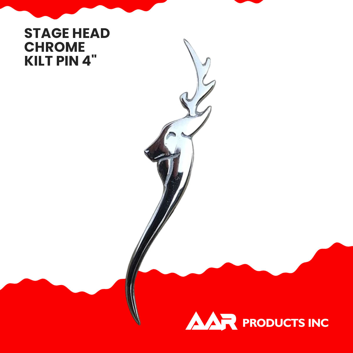 Kilt Pin Scottish Stag Head Highland Kilt Pins Chrome Finish 4.5"