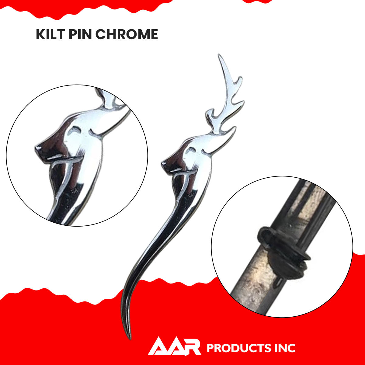 Kilt Pin Scottish Stag Head Highland Kilt Pins Chrome Finish 4.5"