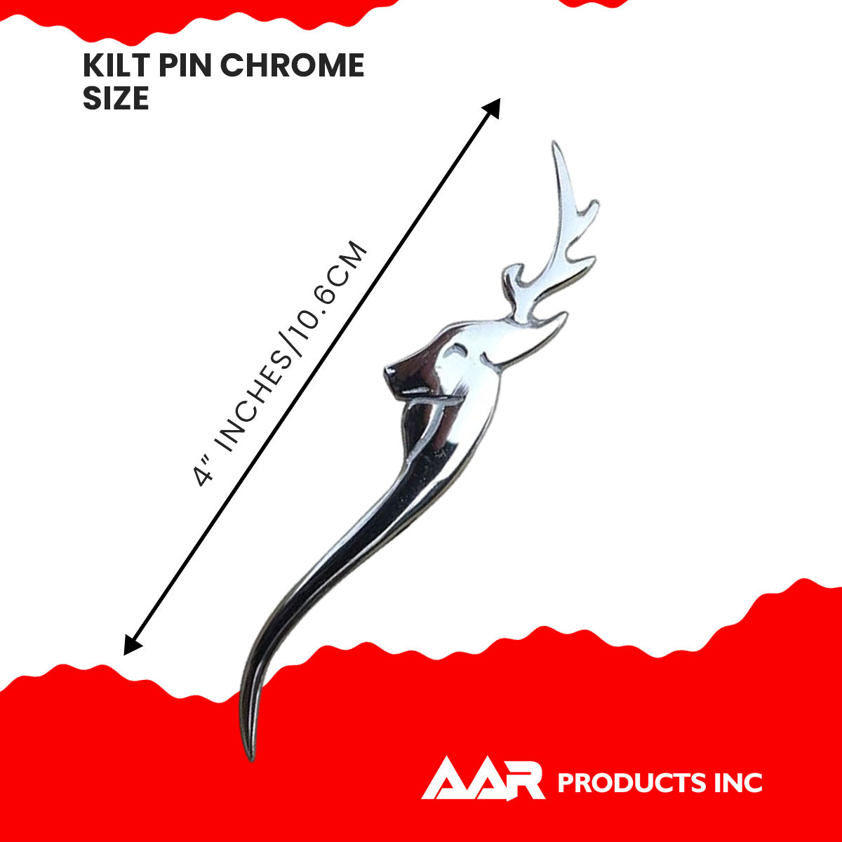 Kilt Pin Scottish Stag Head Highland Kilt Pins Chrome Finish 4.5"