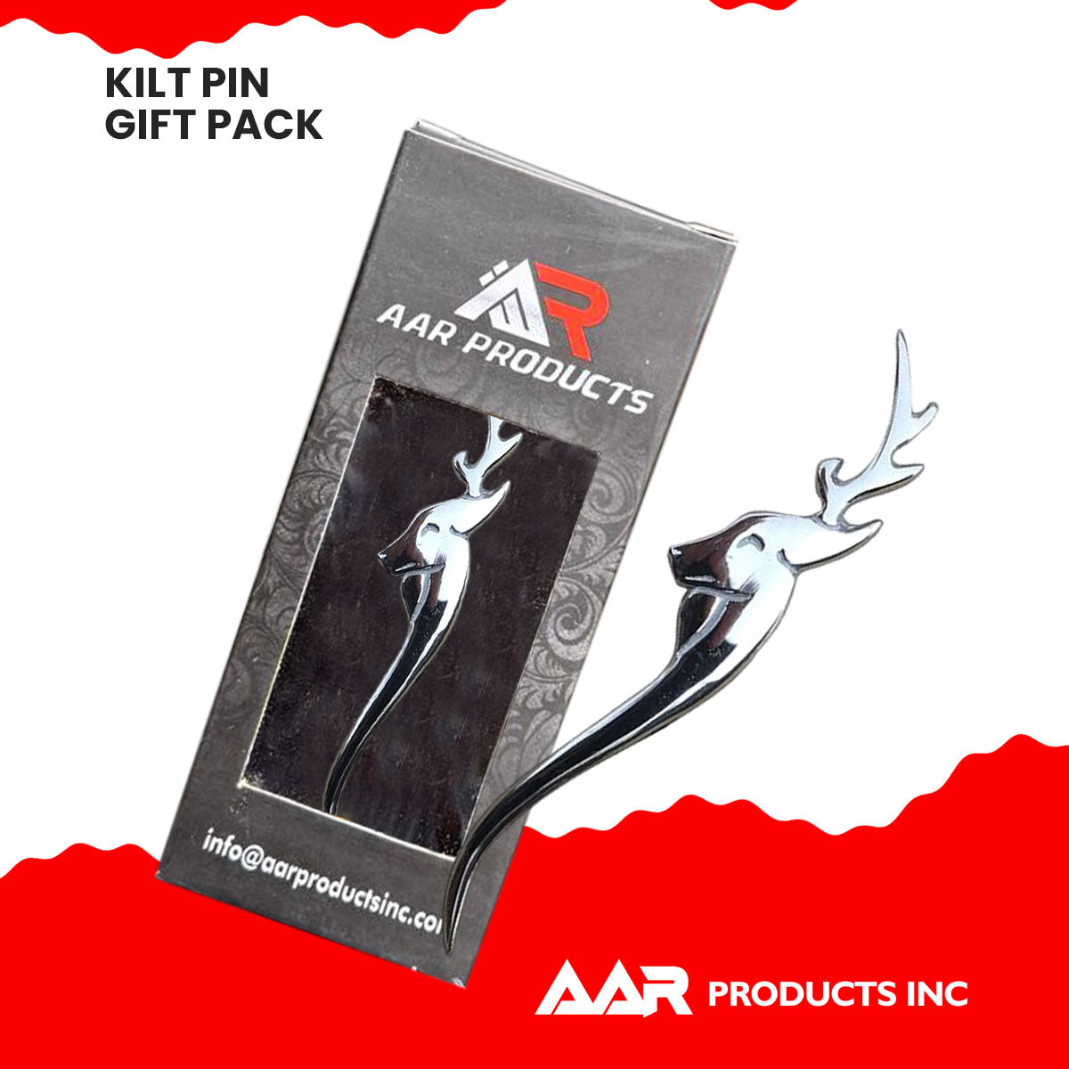 Kilt Pin Scottish Stag Head Highland Kilt Pins Chrome Finish 4.5"