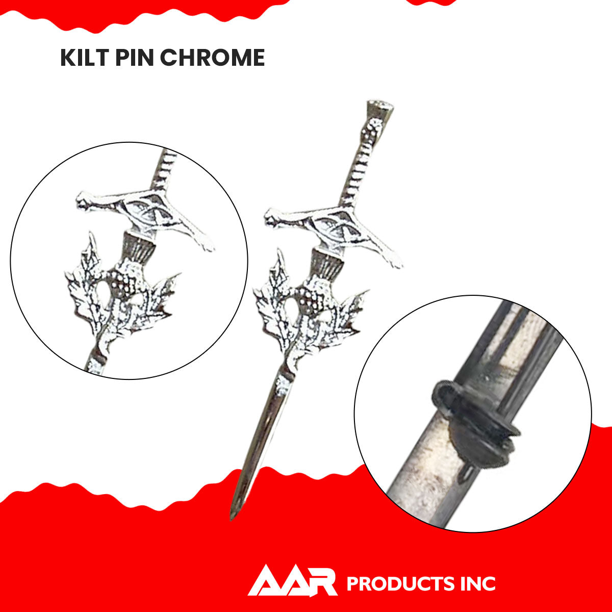 Kilt Pin Scottish Thistle Sword Accessory Kilts Chrome Finish